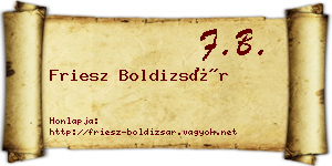 Friesz Boldizsár névjegykártya
